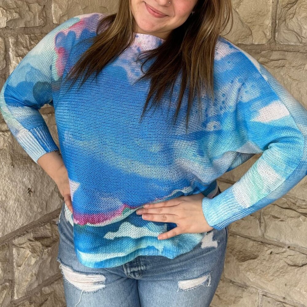 NEW Look Mood Shades Of The Tide Batwing Sweater In Bright Blue